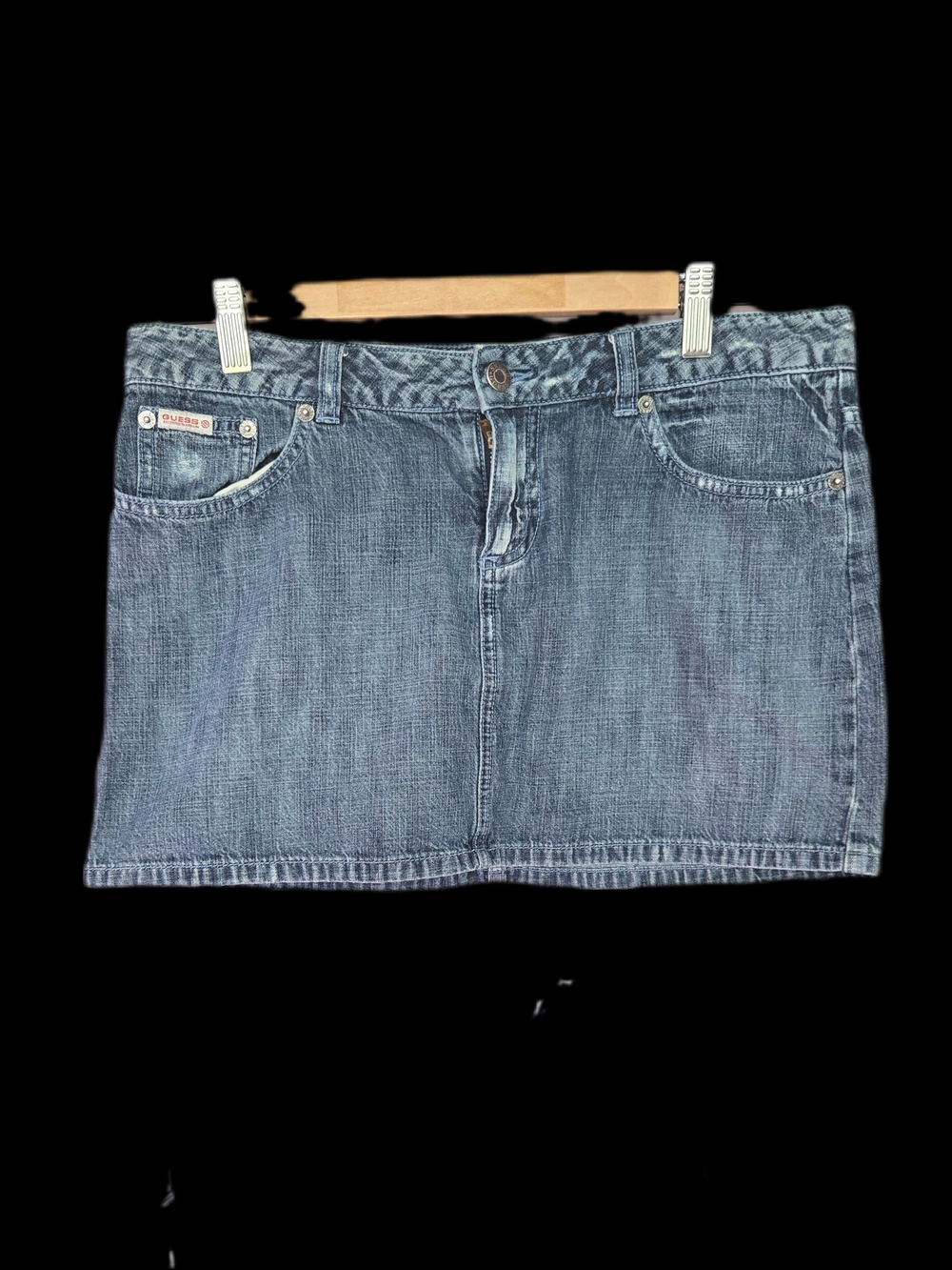 👖 Y2K Guess Jeans Denim Mini Skirt | Low Rise | Whisker Wash | Sz 29
